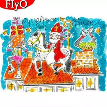 5D Алмазная картина Рождество Новое поступление Алмазная вышивка Санта-Клаус Мозаика Дом Ремесленный комплект Подарок ручной работы Full Round (20X30CM)