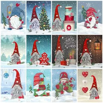 5D Алмазная картина Рождество Санта-Клаус Алмазная вышивка Зимняя мозаика Стразы Картина Домашний декор Full Round 20x25CM