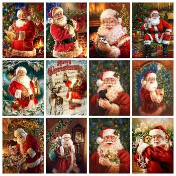 5D Алмазная картина Рождество Санта-Клаус Полный круглый дрель Алмазная вышивка Мультфильм Вышивка крестиком Подарок ручной работы Full Round 20x30CM