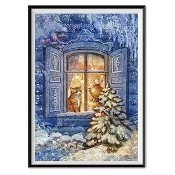 5D Алмазная картина Рождество Животное Круглая Алмазная Мозаика Узор Домашнее украшение Diy Ручная работа 30X40cm