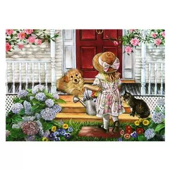 5D Алмазная картина Розовые цветы Пейзаж Алмазная вышивка Крестом 20X30CM