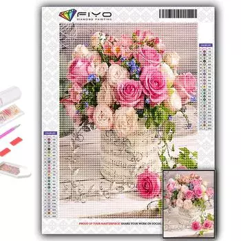 5D Алмазная картина Розовые розы DIY Алмазная вышивка Горный хрусталь Украшение дома Full Round 20X30CM