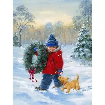 5d Алмазная картина с животными, полная квадратная/круглая дрель, Алмазная вышивка, вышивка крестом, зимний настенный художественный декор Full Round (20X30CM)