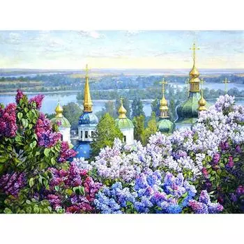 5D Алмазная картина Сиреневый Алмазная вышивка Пейзаж Картина Стразами Алмазная мозаика Искусство 20X30CM