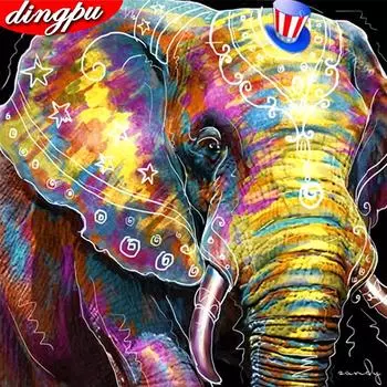 5D Алмазная картина Слон Полный дрель Круглая алмазная художественная вышивка Животное 30x30CM
