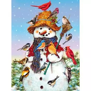 5D Алмазная картина Снеговик Полный круглый Алмазная вышивка Крестом 20X30CM