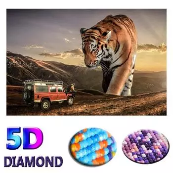 5d Алмазная картина Тигр Алмазная вышивка Мультфильм Алмазная вышивка крестом 20X30CM