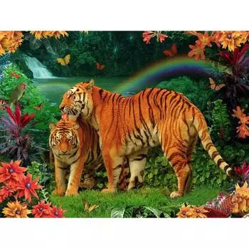 5D Алмазная картина Тигр Мозаика Полные квадратные украшения с животными для дома Вышивка ручной работы Подарок Наклейки на стену Full Round 30x40CM