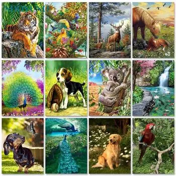 5D Алмазная картина Тигр Полный круглый горный хрусталь Фотографии Животные Домашний декор Мозаика Алмазная вышивка Full Round 20x30CM