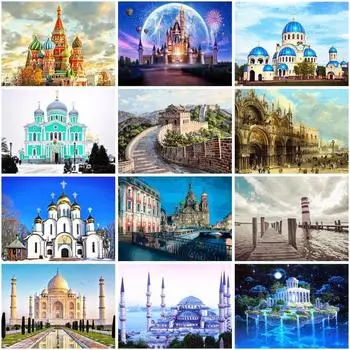 5D Алмазная картина Уличная мозаика Вышивка крестиком Архитектура Пейзаж Алмазная вышивка Распродажа Зимний домашний декор Подарок Full Round 20x25CM