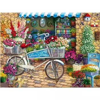 5D Алмазная картина Велосипед Цветок Вышивка крестом 20X30CM