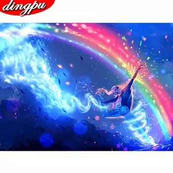5D Алмазная картина Весенний пейзаж Полный круглый дрель Алмазная вышивка Пейзаж Украшение дома 20X30CM