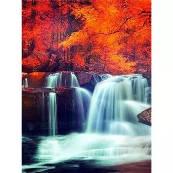 5D Алмазная картина Водопад Деревья Пейзаж Алмазная вышивка Крестом 20X30CM