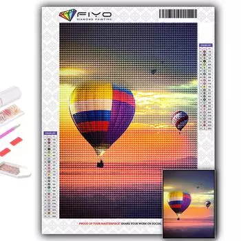 5D Алмазная картина Воздушный шар DIY Алмазная вышивка Горный хрусталь Украшение дома Full Round 20X30CM