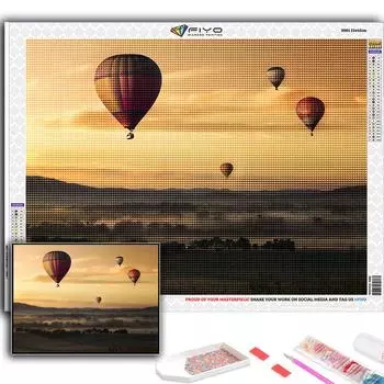 5D Алмазная картина Воздушный шар DIY Алмазная вышивка Горный хрусталь Украшение дома Full Round 20X30CM