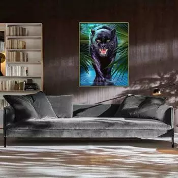 5D Алмазная картина Вышивка крестом Леопардовая полная круглая алмазная вышивка 20X30CM