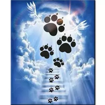 5D Алмазная картина Вышивка Небеса Собаки Полный дрель Круглый Алмазная мозаика Крест Стежок Подарок Full Round 20x25CM