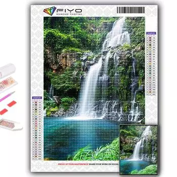 5D Алмазная картина Живописный водопад DIY Алмазная вышивка Горный хрусталь Украшение дома Full Round 20X30CM