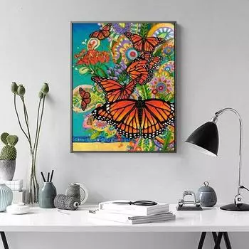 5D Алмазная картина Животное 5D DIY Алмазная вышивка Бабочки Украшение дома 20X30CM