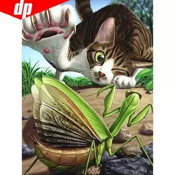 5D Алмазная картина животное кошка полная круглая вышивка продажа Алмазная мозаика вышивка крестом 20X30CM