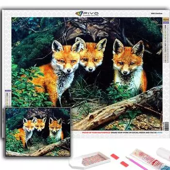 5D Алмазная картина Животное Лиса DIY Алмазная вышивка Горный хрусталь Домашнее украшение Full Round 20X30CM