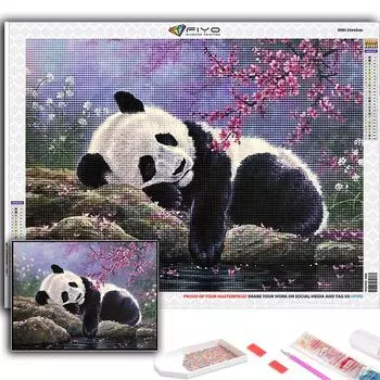 5D Алмазная картина Животное Панда DIY Алмазная вышивка Горный хрусталь Украшение дома Full Round 20X30CM