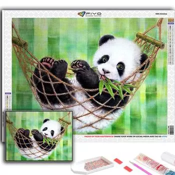5D Алмазная картина Животное Панда DIY Алмазная вышивка Горный хрусталь Украшение дома Full Round 20X30CM