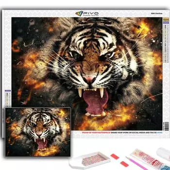 5D Алмазная картина Животное Тигр DIY Алмазная вышивка Горный хрусталь Домашнее украшение Full Round 20X30CM