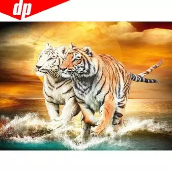 5D Алмазная картина Животное Тигр Полный круглый горный хрусталь Картина Вышивка Продажа Алмаз 20X30