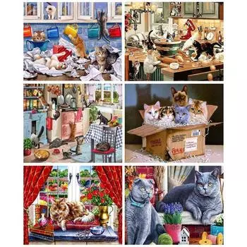 5D Алмазная картина Животные Вышивка крестом Ремесло Полная круглая дрель Мозаика Алмазная вышивка Домашнее украшение Картина Full Round 20x25CM