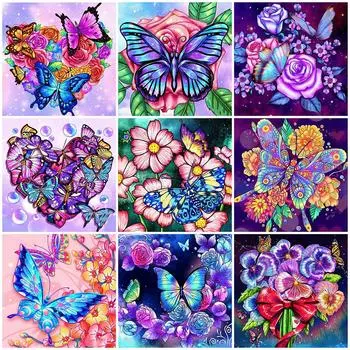 5D Алмазная мозаика Бабочка Вышивка Животное Вышивка крестом Искусство Картина Цветок Полный Квадрат Круглый Ручная работа Хобби Full Round 20x20CM