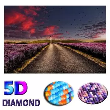 5D Алмазная мозаика Красивая лаванда Алмазная вышивка Пейзаж Вышивка крестом 20X30CM