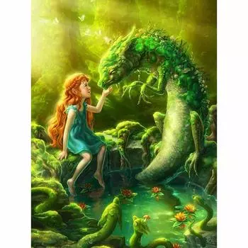 5D Алмазная Мозаика Полная Алмазная Вышивка Девушка Дракон Бисер Алмазная Вышивка Крестом Алмаз Незавершенный 20X30CM