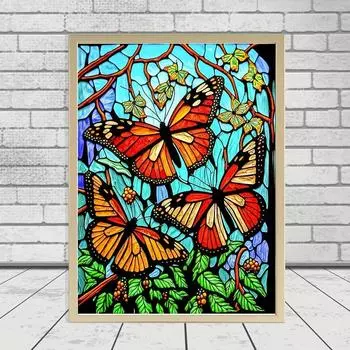 5D Алмазная роспись Бабочка Цветок Лоза Алмазная полная паста Diy Craft Домашний декор 30-40cm белый