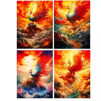 5D Алмазная роспись Феникс Полный квадратный круглый животное Алмазная вышивка Крестом Вышивка Мозаика Украшение дома Подарок Full Round 20x30CM