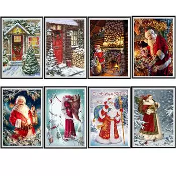 5D Алмазная Роспись Полный Снеговик Дом Круглая Алмазная Мозаика Узор Домашнее Украшение Сделай Сам Ручной Работы 30X40cm