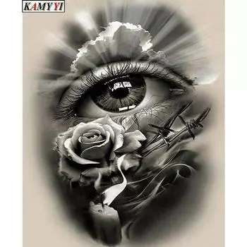 5d Алмазная вышивка Алмазные цветы и глаза Diy Алмазная картина Вышивка крестом Домашний декор Подарки 20X30CM