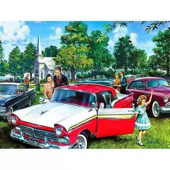 5D Алмазная вышивка Автомобиль Пейзаж Алмазная картина Стразы Вышивка крестом Домашний декор Горный хрусталь 20X30CM