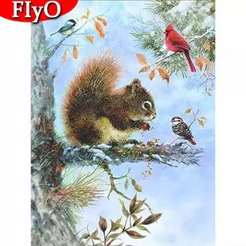 5D Алмазная вышивка Белка Полный квадратный круглый набор для рукоделия Алмазная живопись Животное Мозаика Птица Искусство Декор из горного хрусталя для дома Full Round (20X30CM)
