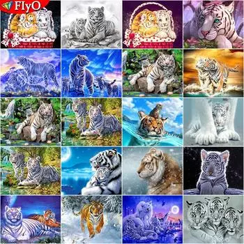 5D Алмазная вышивка Белый Тигр Полный квадрат Новое поступление Алмазная картина Животное Алмазная мозаика Рукоделие Домашний декор Full Round 20X30CM красный
