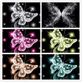 5D Алмазная вышивка Цвет Бабочка Вышивка крестиком DIY Алмазная картина Алмазная мозаика пейзажи 20*20 cm