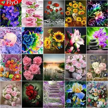 5D Алмазная вышивка цветы вышивка крестиком рукоделие искусство алмазная живопись пейзаж Алмазная мозаика рукоделие домашний декор Full Round 20X30CM красный