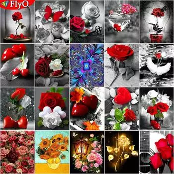 5D Алмазная вышивка цветы вышивка крестиком рукоделие искусство алмазная живопись пейзаж Алмазная мозаика рукоделие домашний декор Full Round 20X30CM красный