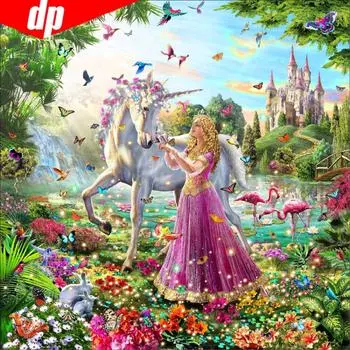 5d Алмазная вышивка Девушка Алмазная картина Лошадь Кристалл Бисер Diy Rhinestone 30x30CM