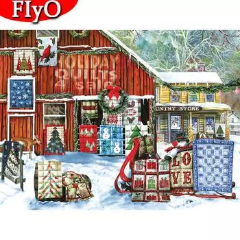 5D Алмазная вышивка Дом Полный квадратный набор крестиков Стразы для алмазной живописи Снежная мозаика Рождественская елка Подарок Full Round (20X30CM)