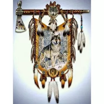 5d Алмазная вышивка крестиком волк Ловец снов домашний декор алмазная живопись полная мозаика Diy картины рукоделие Full Round 20x25CM