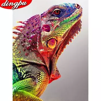 5D Алмазная вышивка Крестом Хамелеон Полная дрель Картина Животное 20X30CM