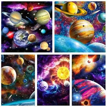 5d Алмазная вышивка, полная круглая дрель, Вселенная, алмазная живопись, пейзаж, космическое искусство, мозаика, наборы для вышивки крестом, украшение для дома Full Round 20x20CM