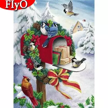 5D Алмазная вышивка Птица Ручная работа Новое поступление DIY Алмазная картина Животное Мозаика Зимний комплект со стразами Рождественский подарок Full Round 20X30CM