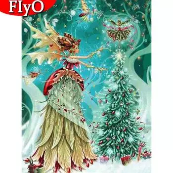 5D Алмазная вышивка Рождественская елка Полная квадратная дрель Алмазная живопись Пейзаж Набор горный хрусталь Женский декор для дома Full Round (20X30CM)